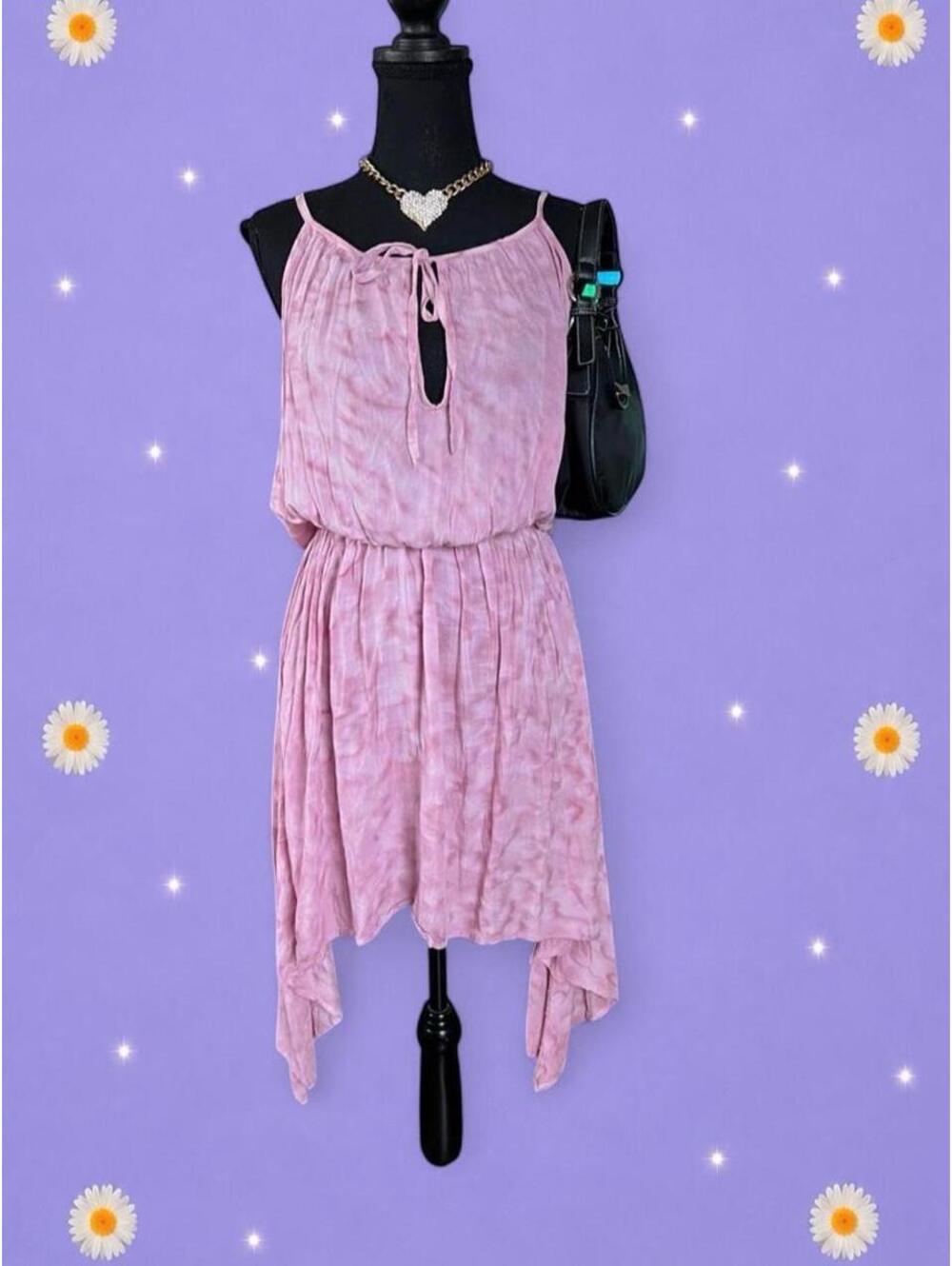 Indah Fairycore Coquette Balletcore Ethereal Boho Tie Dye Midi Dress Size Small